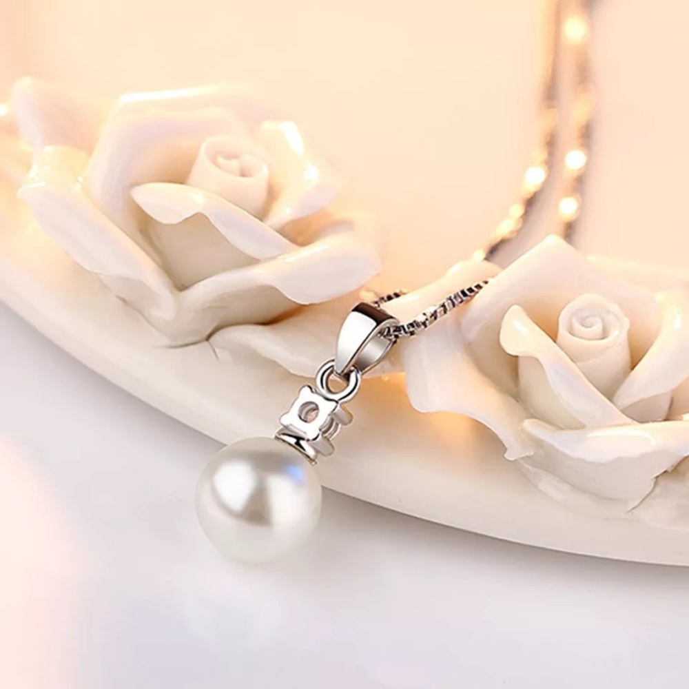Clearance! 925 S crystal zircon pearl necklace - Picture 2 of 6